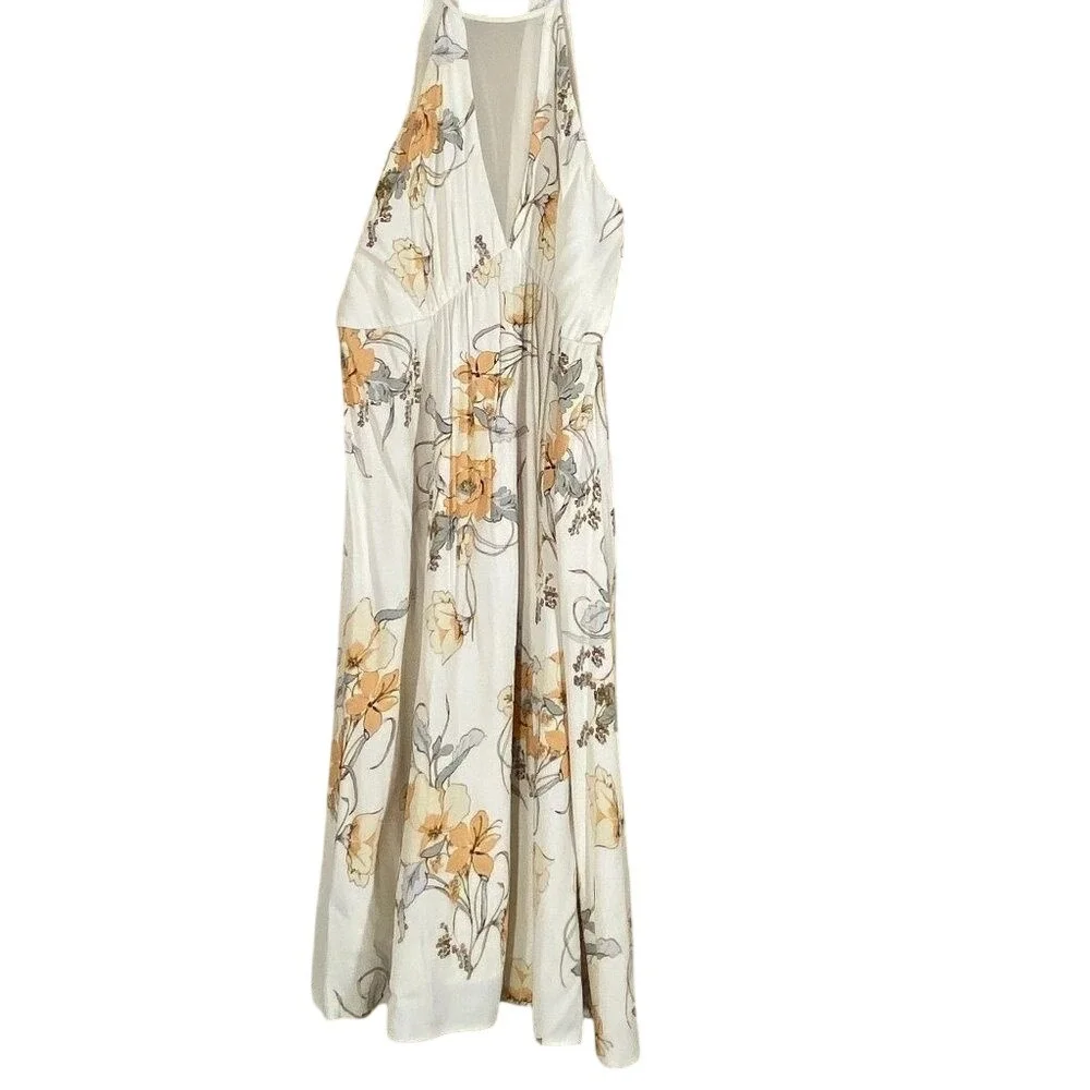 WILLOW AND CLAY WHITE‎ FLORAL HALTER DRESS